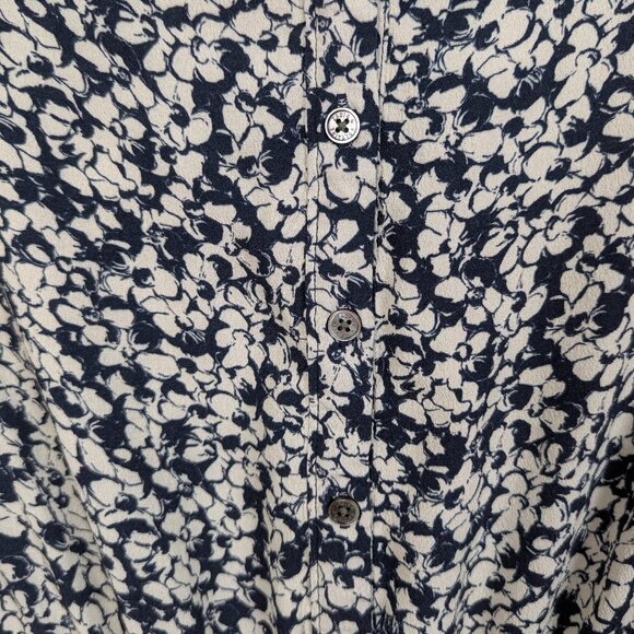 Zadig & Voltaire | Navy Cream Floral Rima Crepe Midi Shirt Dress Size Small - Picture 13 of 16